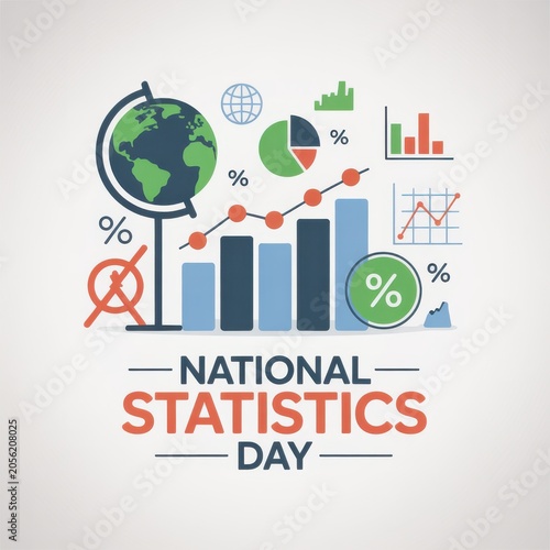 National Statistics Day isolated in white background.