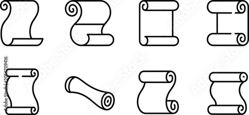 Fotografia scroll decorative manuscript shapes set with varied roll styles