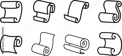 Bilde på lerret scroll collection of rolled parchment outlines and simple icons