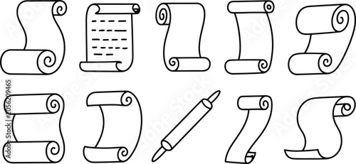 Konstfotografi scroll vector line drawings set of ten scroll icons and roller