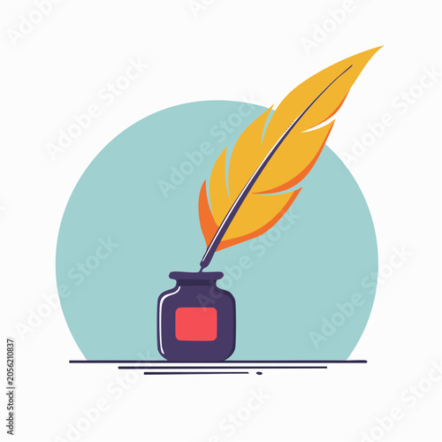 Quill Pen and Inkwell Illustration