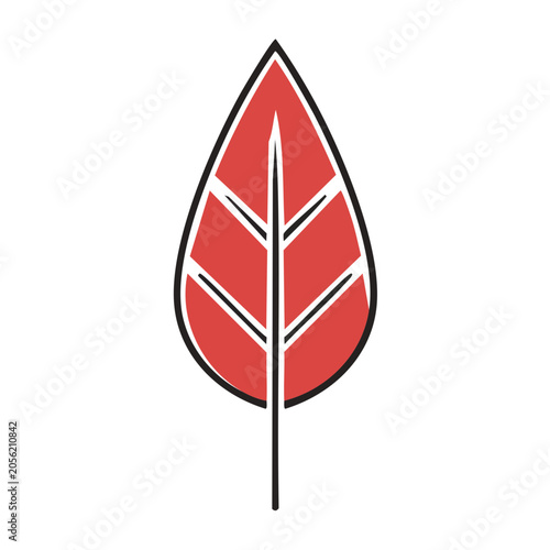 Red leaf icon with black outline on white background