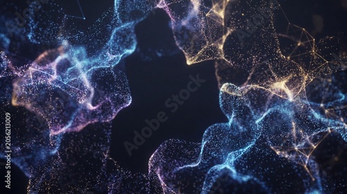 abstract digital background with glowing particles and network connections