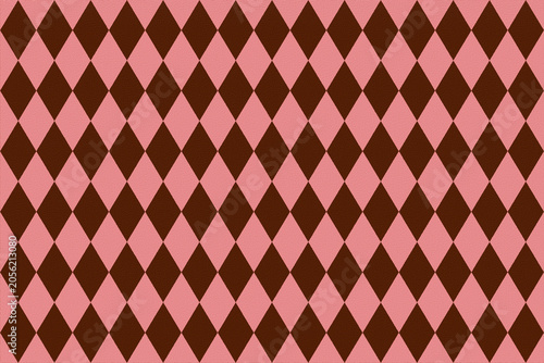 Foto retro harlequin pattern, pink and chocolate brown diamond geometric background,