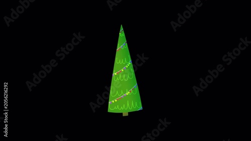 Minimal Christmas Tree Animation with Alpha Channel – 4K Seamless Loop Holiday Motion Graphic