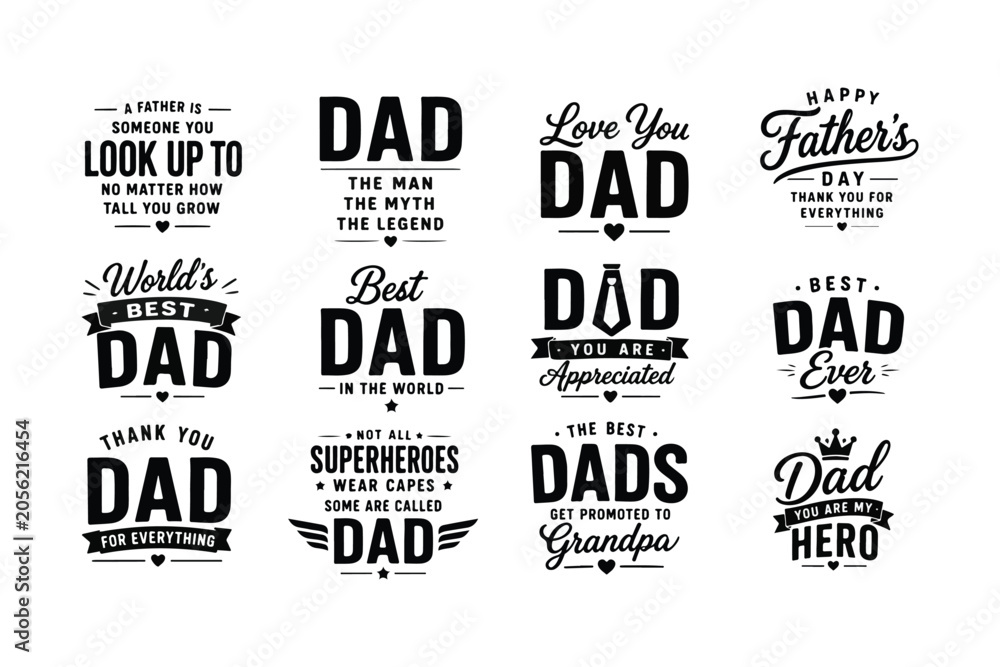 Obraz premium Happy Father's Day Quote and Typography Design Pack