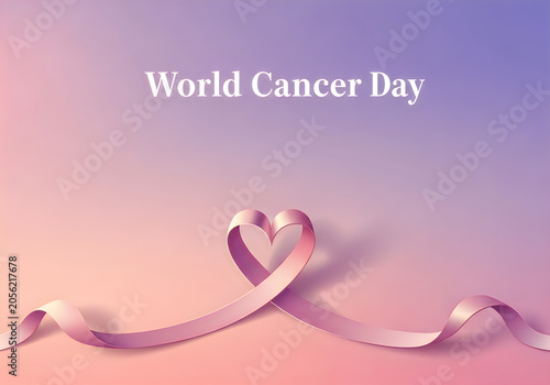 World cancer day heart with hands holding ribbon
