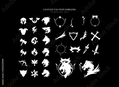 Fotografie Fantasy Faction Emblem Template Set with Medieval Kingdom Symbols and Heraldic I