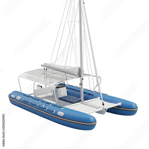Modern catamaran sailboat on calm blue water