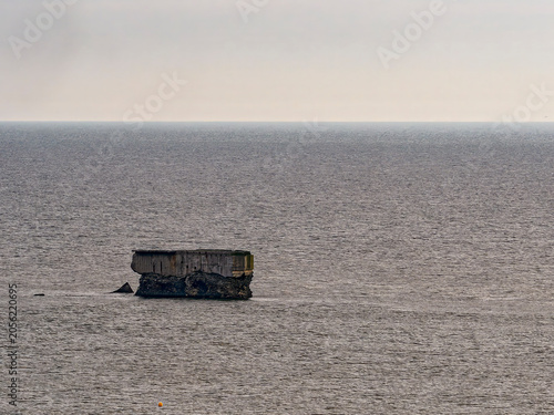 Fotografie Fort de lHeurt ruined coastal defense in English Channel