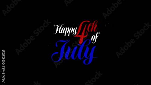 Happy 4th of July typography animation with fireworks