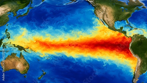Sea Surface Temperature Map Highlighting El Ni?o Warming