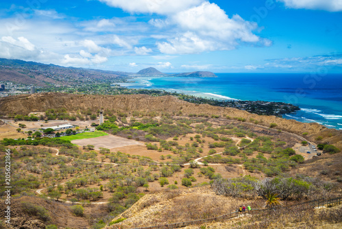 view over Diamond head in Oahu island, Hawaii, US