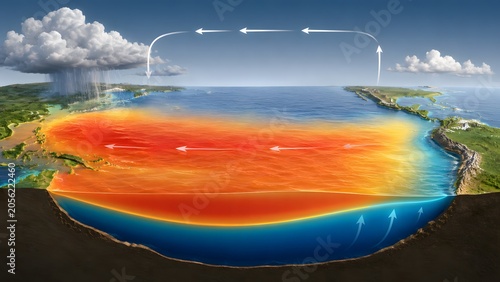 3D Illustration of El Ni?o Heat Zone in Pacific Ocean