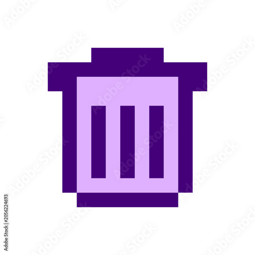 Obraz na płótnie Purple Pixel Art Trash Can Delete Vector Icon