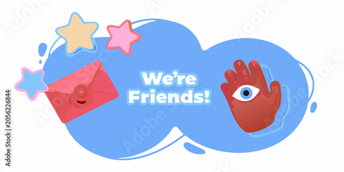 Slika na platnu Hands High fiving Illustration With Stars And Text Vector Graphic