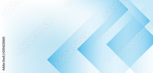 Schilderij op canvas Clean abstract white and blue background with layered wave elements and spacious copy space