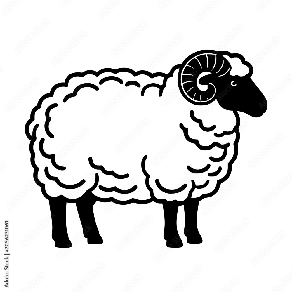 Obraz premium Valais Blacknose Sheep Silhouette – Flat Vector Plotter Cut File
