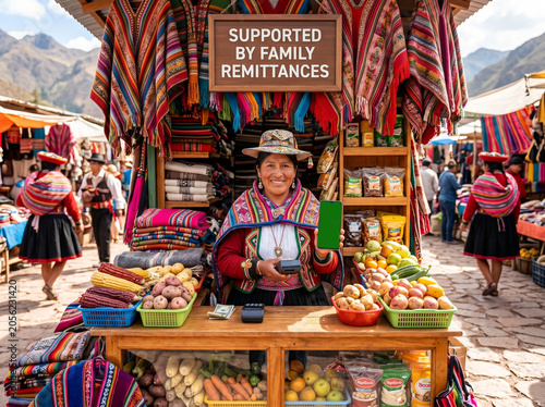 Woman selling goods at outdoor market.