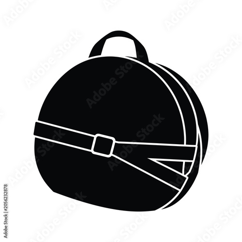 Bild auf Leinwand Black Silhouette of a Round Vintage Travel Bag Icon