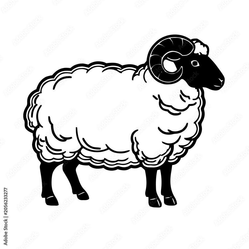 Obraz premium Valais Blacknose Sheep Silhouette – Flat Vector Plotter Cut File