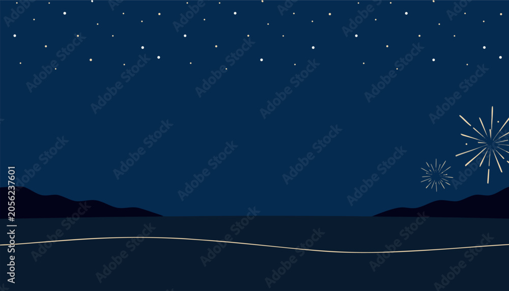 Fototapeta premium Ethereal night sky with subtle fireworks for elegant celebration backgrounds