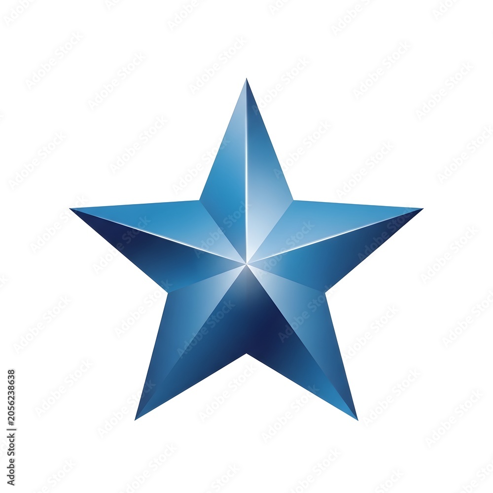Obraz premium Realistic blue star icon with gradient isolated vector illustration