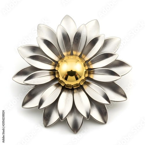 Vintage sterling silver and gold floral brooch detailed petal design