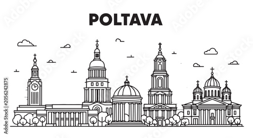 Canvastavla Poltava Skyline Illustration Vector