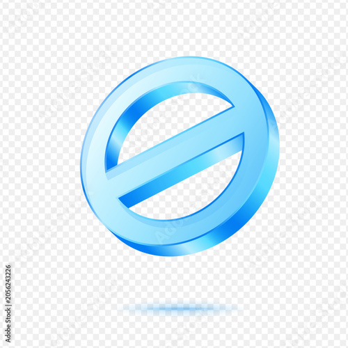 Ban Blocked Forbidden, 3D Blue Glossy Prohibition Icon