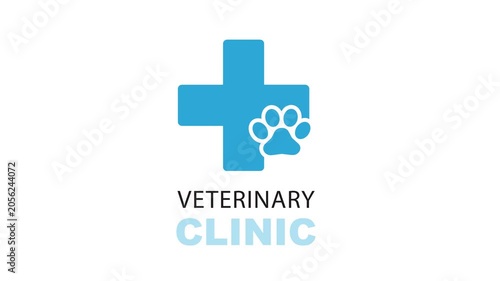 Veterinary icon with little paw and cross.