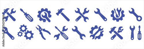 Vászonkép Stock Vector – Tools and Service Icons Set: Wrench, Screwdriver, Gear