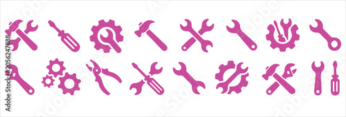 Fotografie Tools and Service Symbols Set – Wrench, Screwdriver, Gear Icon