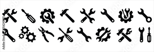 Картината върху платно Tools and Service Icon Collection: Wrench, Screwdriver, Gear