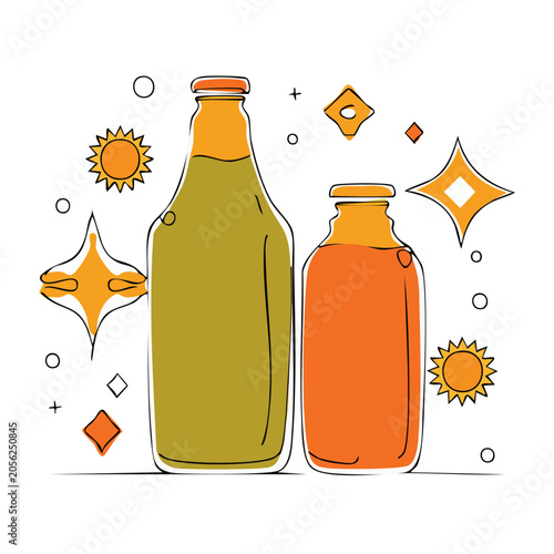 Solar water heater flat design icons set