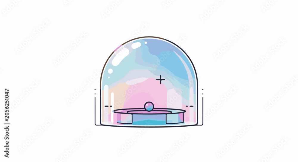 Fototapeta premium A minimalist illustration of a stylized LED with a clear dome housing vibrant, watercolor-like colors and a small sphere