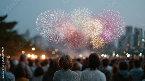 crowd watching fireworks at usa independence day festival, emotional celebration atmosphere