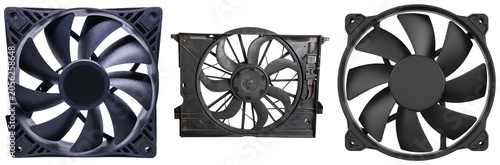 Three black fans isolated on a white background