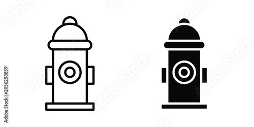Canvastavla Fire hydrant icon black, Stroke line and clipart style bundle