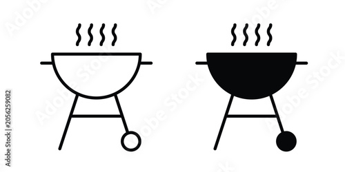 Cuadro en lienzo Grill icon black, Stroke line and clipart style bundle