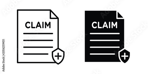 Obraz na plátne Insurance Claim icon black, Stroke line and clipart style bundle