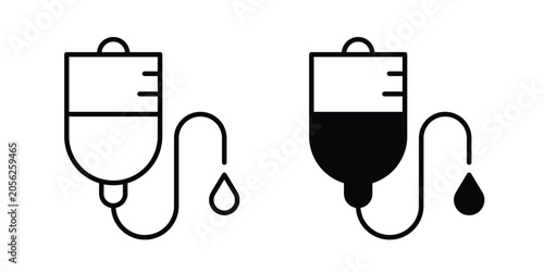 Obraz na plátně IV drip icon black, Stroke line and clipart style bundle