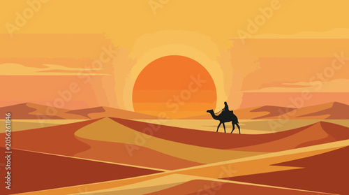 Obraz na plátně A minimalist flat vector landscape of a vast desert