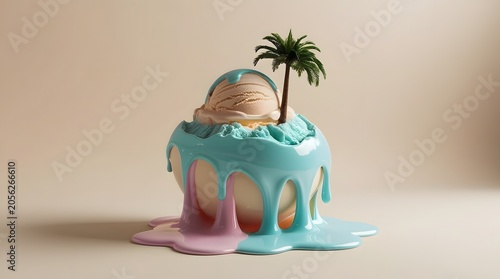 Colorful melting ice cream playful abstract dessert