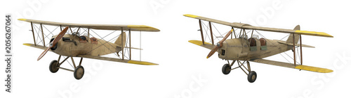 Vintage biplanes in flight showcasing classic aviation design and structure isolated on transparent background