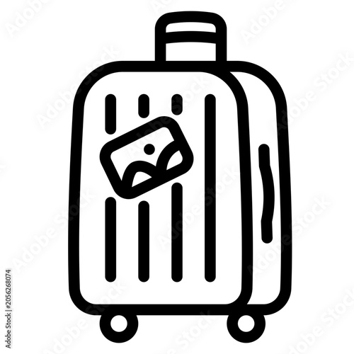 Rolling Suitcase with Sticker Icon