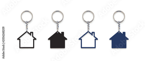 keychain icon set. house key holder pendant. home ownership and property concept. vector illustration. new