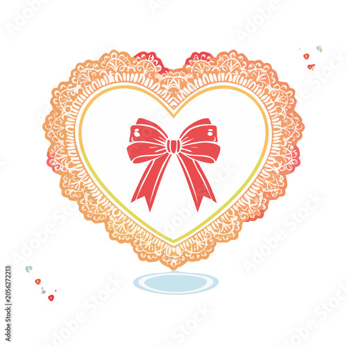 Red heart pendant necklace vector