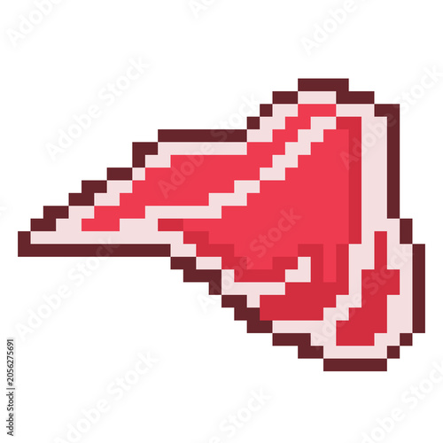 Meat triangular pixel art steak raw beef