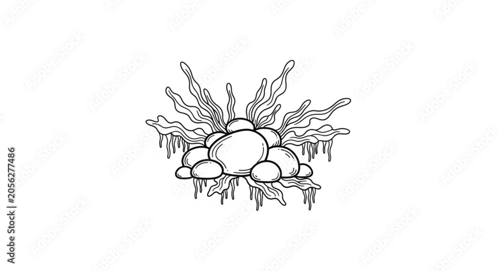 Fototapeta premium Detailed illustration of mushrooms growing.